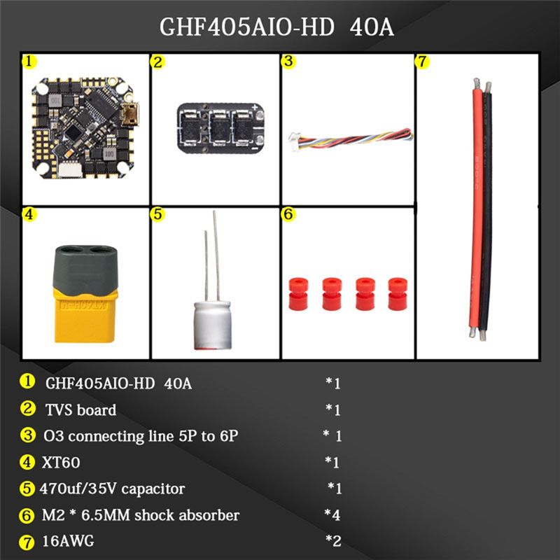 Drone Racing Esc - ABTI-GHF405AIO-HD 40A AIO 플라이트 컨트롤러, F405,
